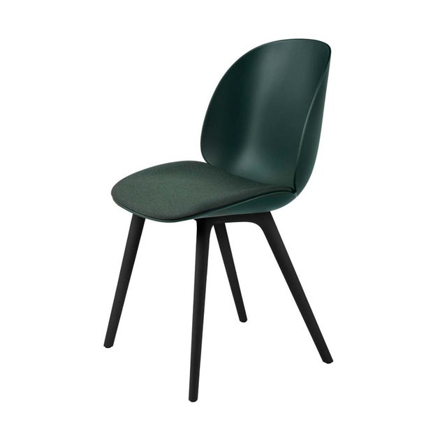 GUBI Beetle Black Plastic Base Dining Chair - Upholstered Seat