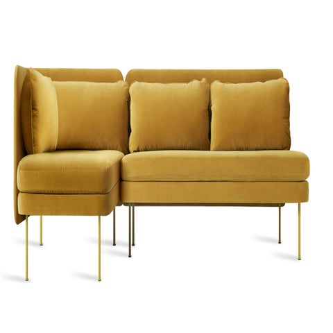 Blu Dot Bloke Armless Velvet Sofa with Arm Chaise