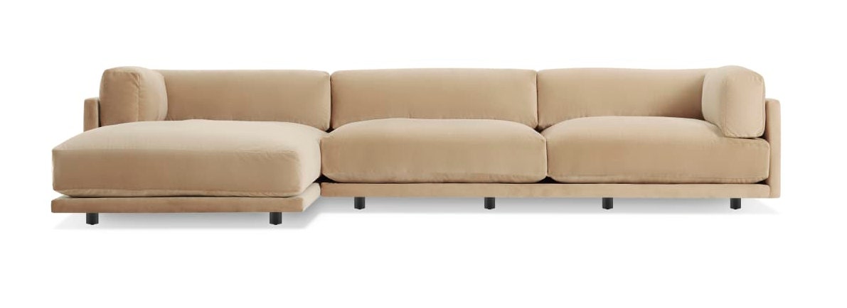 Blu Dot Sunday Velvet Sofa with Chaise