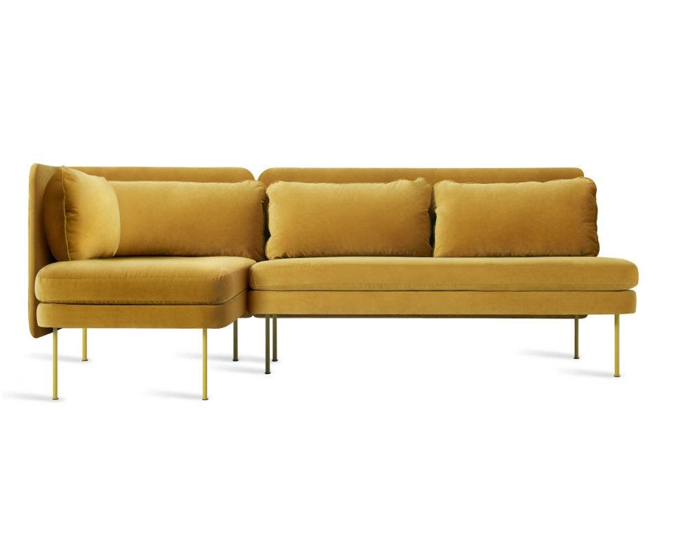 Blu Dot Bloke Armless Velvet Sofa with Arm Chaise