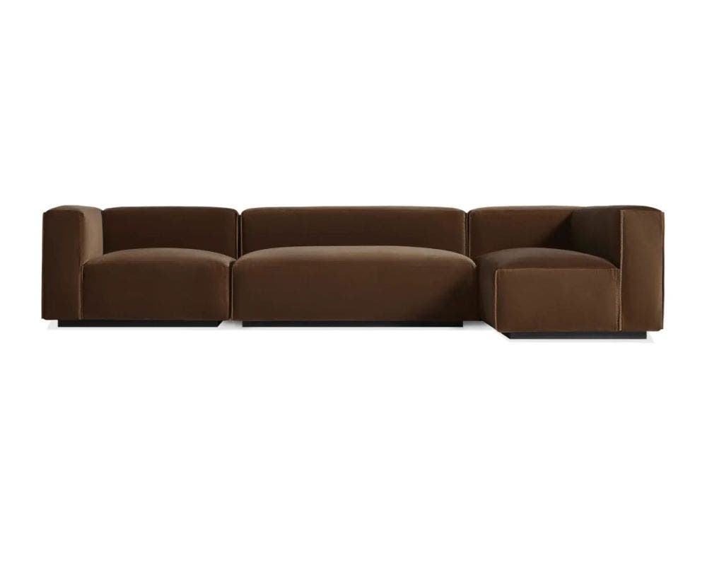 Blu Dot Cleon Medium Plus Velvet Sectional Sofa