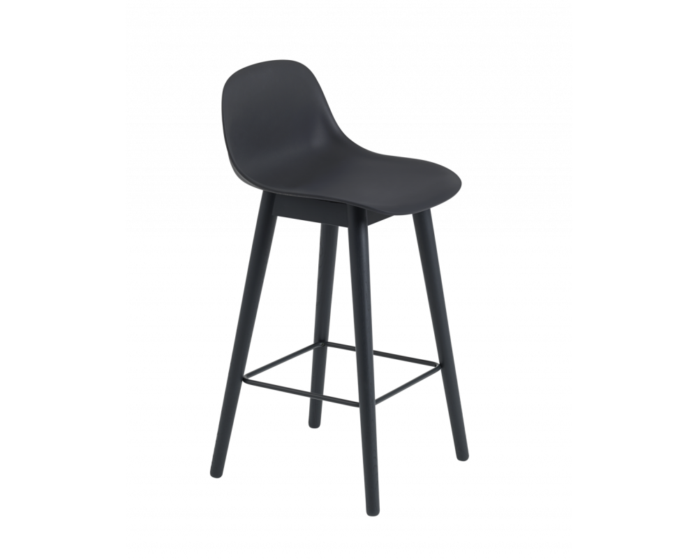 Muuto Fiber Counter Stool with Backrest Wood Base