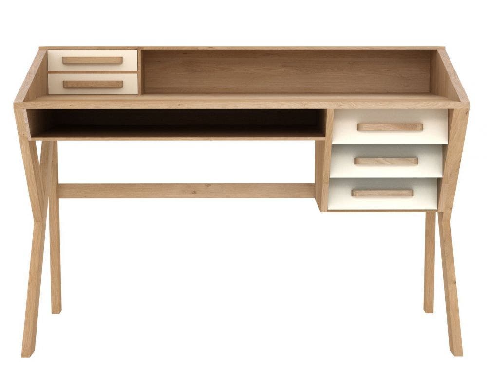 Ethnicraft Origami Desk with 5 Drawers