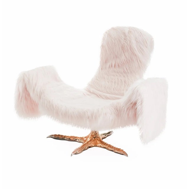 Driade Cocky Armchair - White Faux Fur with Long Hair