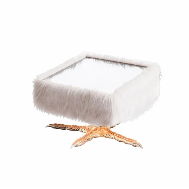 Driade Cocky Table - White Faux Fur with Long Hair