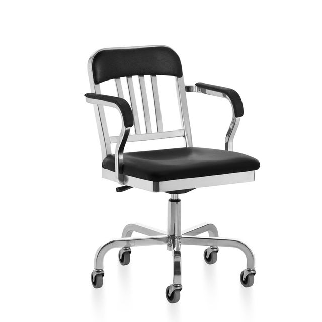 Emeco Classic Navy™ Officer Semi-Upholstered Swivel Arm Chair