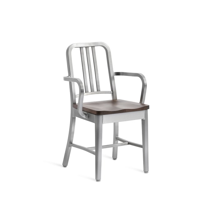 Emeco Navy™ Arm Chair With Natural Wood Seat