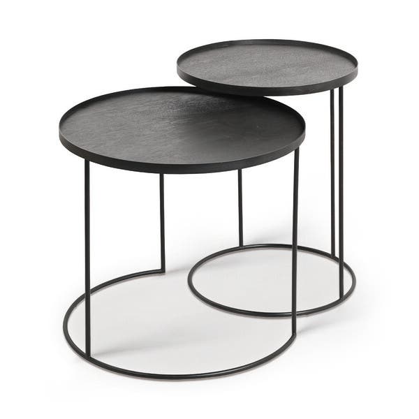 Ethnicraft Round Tray Side Table Set