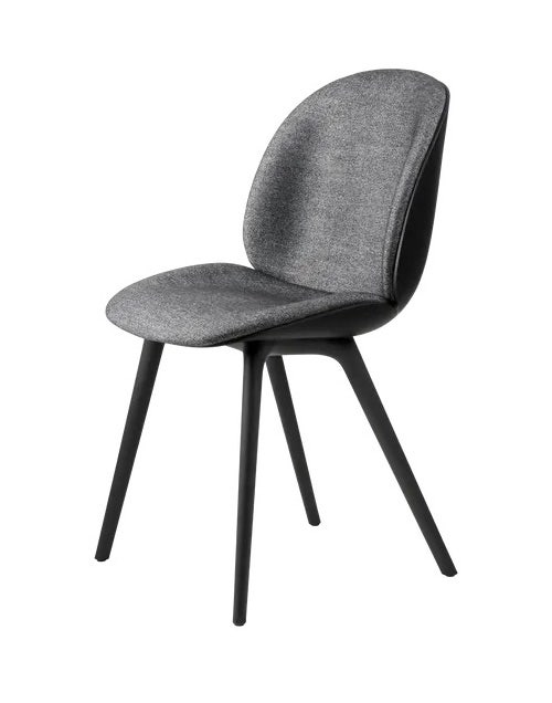 GUBI Beetle Black Plastic Base Dining Chair - Front Upholstered