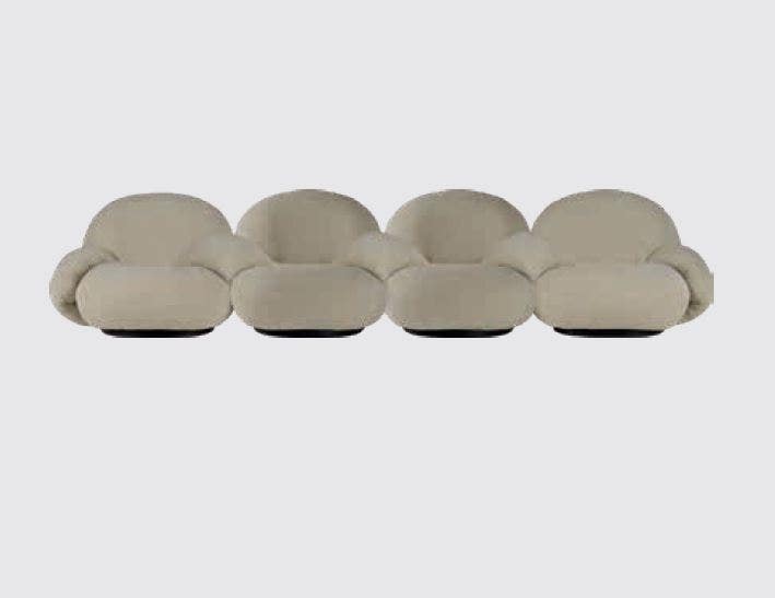 GUBI Pacha 4 Seater Sofa with Armrests, Including Middle Armrest - Fully Upholstered