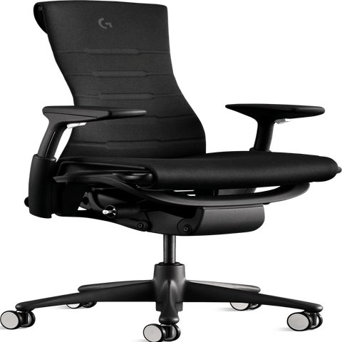 Herman Miller x Logitech G Embody® Gaming Chair > Standard Cylinder 16 - 20.5 inch / Graphite Seat, Black Frame, White Wheels (IN STOCK)