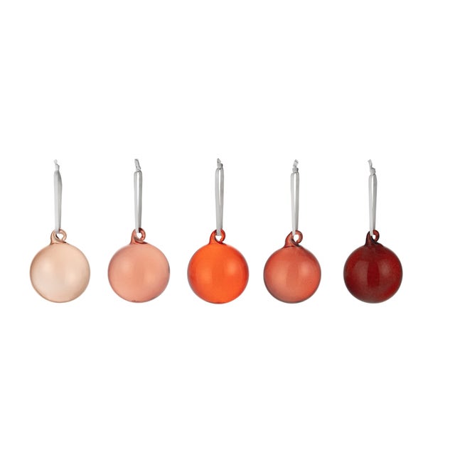 Iittala Glass Balls - 40mm 1.5 inch Red (Set of 5)