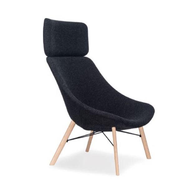 Lapalma Auki S115P Four Legged Wood Base Lounge Chair with Headrest