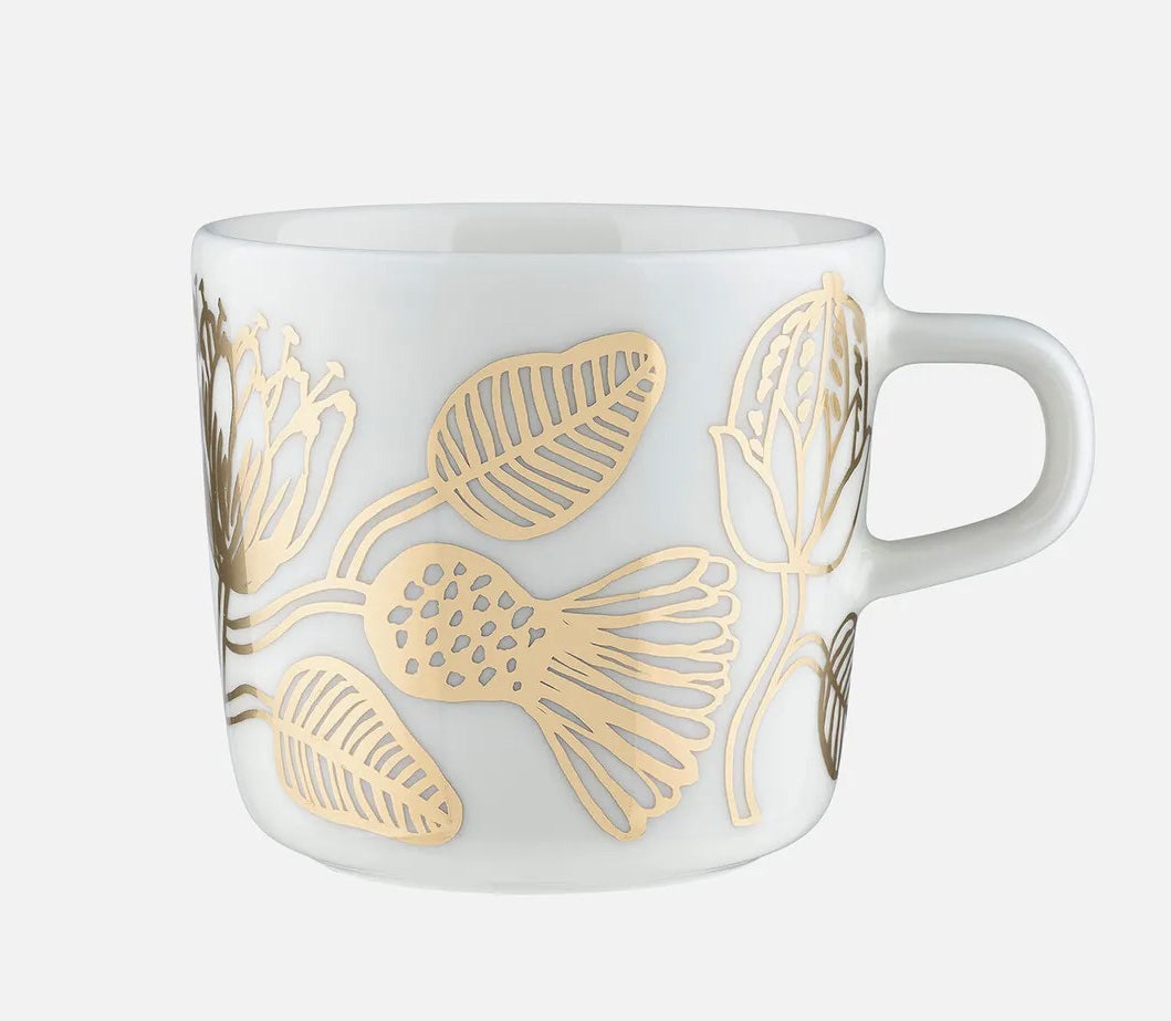 Marimekko Oiva / Tiara Coffee Cup - 200 ml - White/Gold