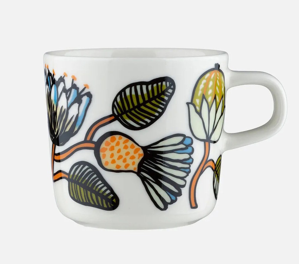 Marimekko Oiva / Tiara Coffee Cup - 200 ml - White/Warm or/Green