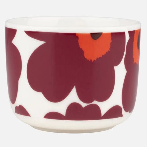 CLEARANCE Marimekko Oiva / Unikko Bowl - 500 ml-Burgundy/Red/White