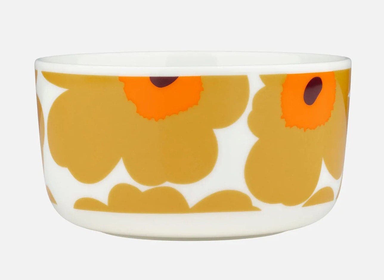 Marimekko Oiva / Unikko Bowl - 500 ml-Caramel/Warm Orange/White