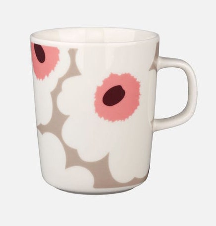 CLEARANCE Marimekko Oiva / Unikko Mug - 250 ml - White, Brown, Pink