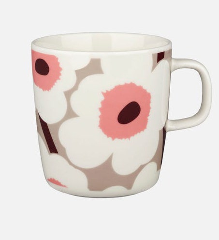 CLEARANCE Marimekko Oiva / Unikko Mug - 400 ml - White, Brown, Pink