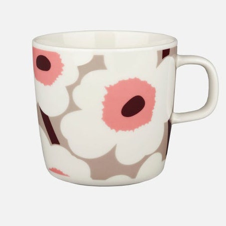 CLEARANCE Marimekko Oiva / Unikko Mug - 400 ml - White, Brown, Pink