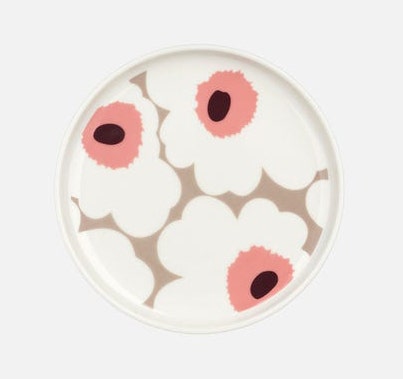 Marimekko Oiva / Unikko Plate - 13.5 cm - White, Brown, Pink