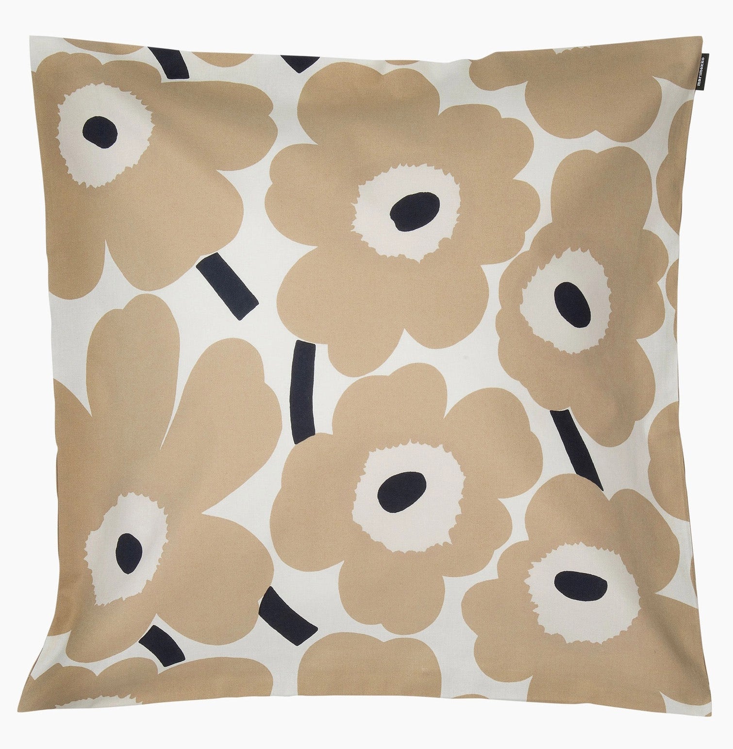 Marimekko Pieni Unikko Cushion Cover - 50 x 50 cm - Beige/Dark Blue/Off White