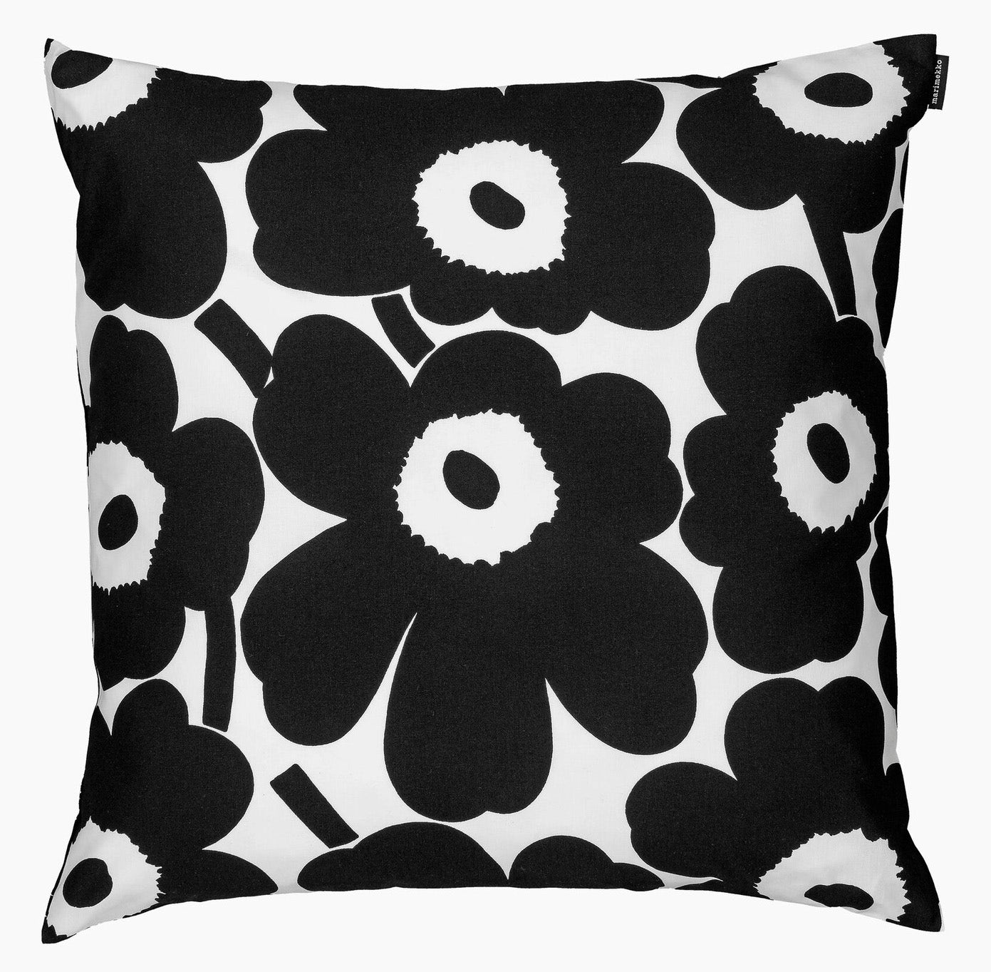 Marimekko Pieni Unikko Cushion Cover - 50 x 50 cm - White/Black