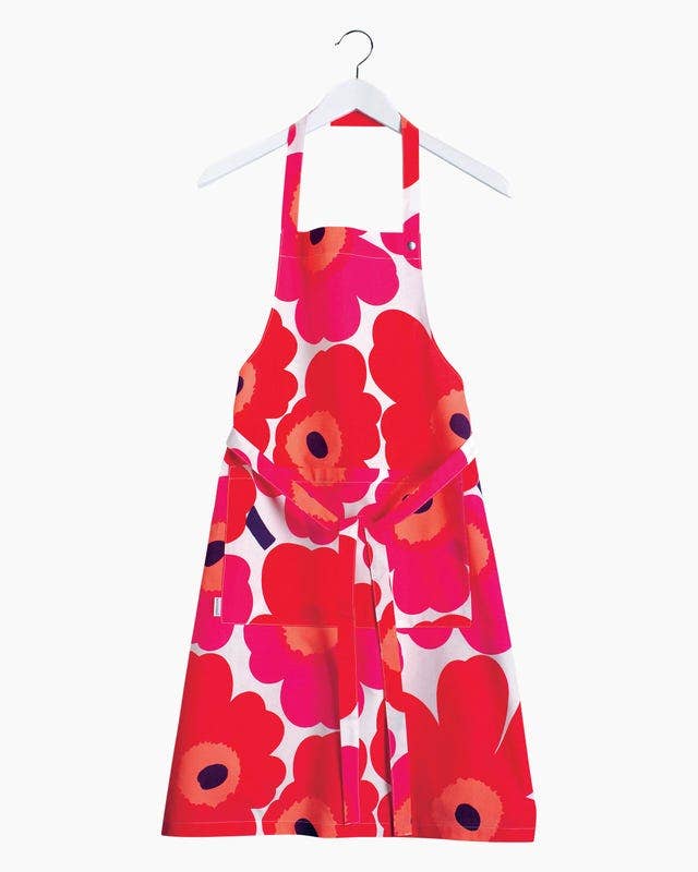 Marimekko Pieni Unikko Pattern Apron - White, Red