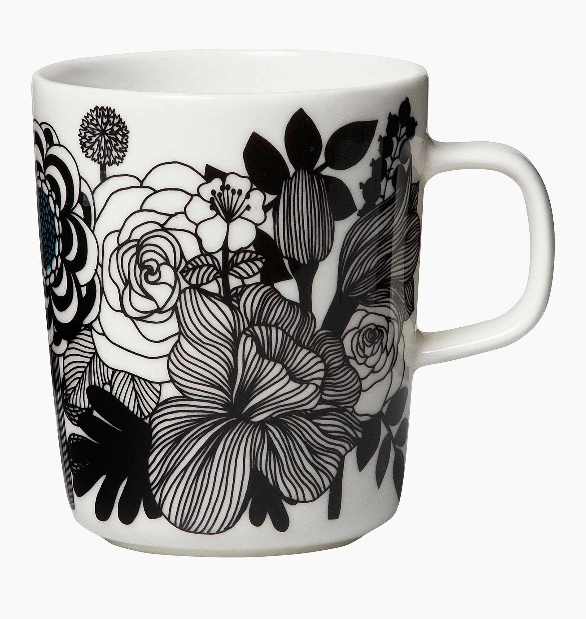 Marimekko Siirtolapuutarha Mug - 250 ml - White, Black, Turquoise