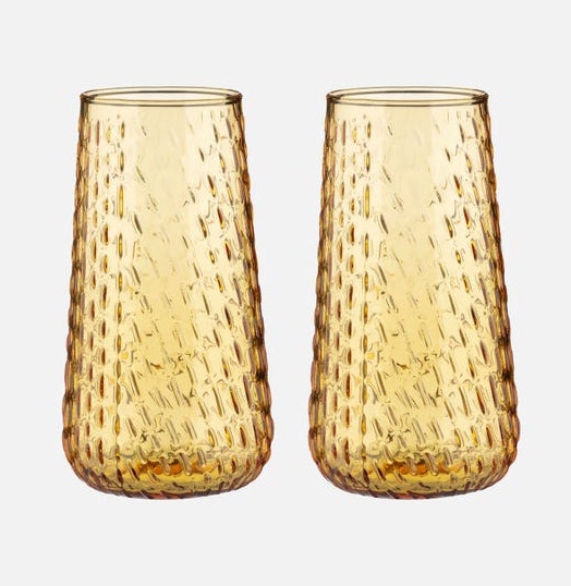 Marimekko Syksy Flute Glass  - Set of 2 - Honey