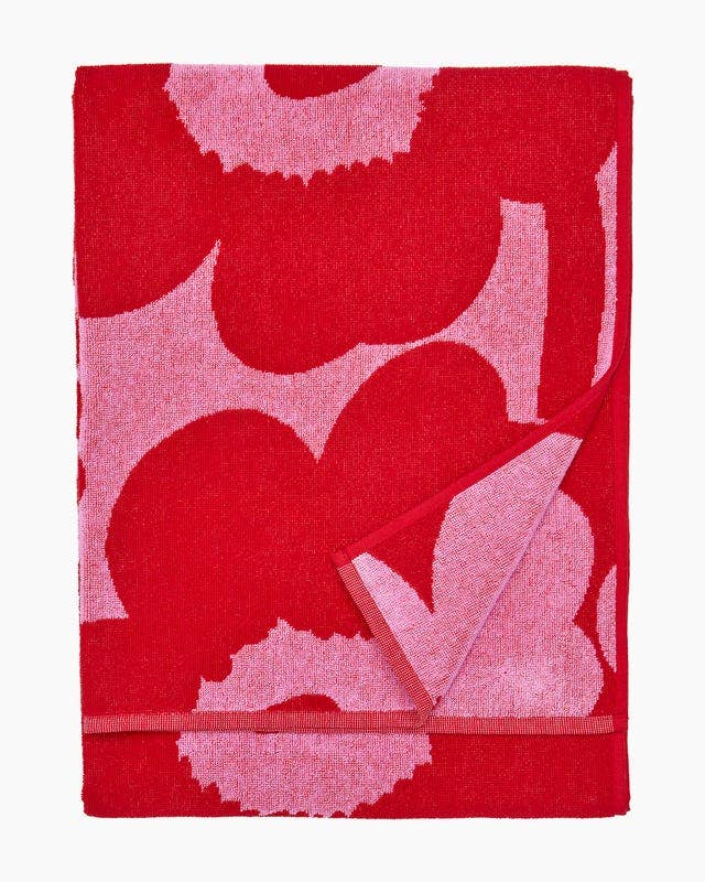 Marimekko Unikko Bath Towel - 70 x 150 cm - Pink, Red
