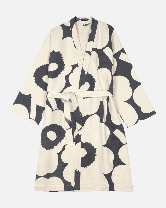 Marimekko Unikko Bathrobe - Charcoal, Off White