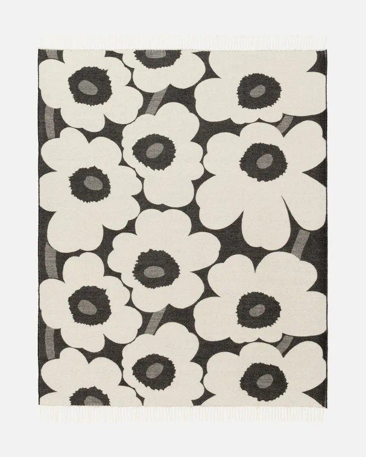 Marimekko Unikko Blanket - 130 x 180 cm-Black/White