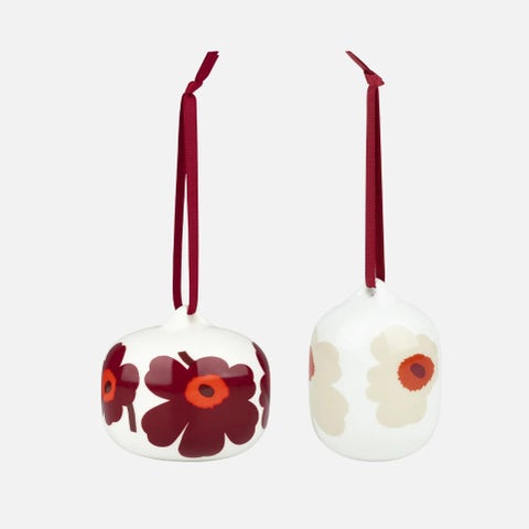 CLEARANCE Marimekko Unikko collectible ornament - Set of 2 pcs
