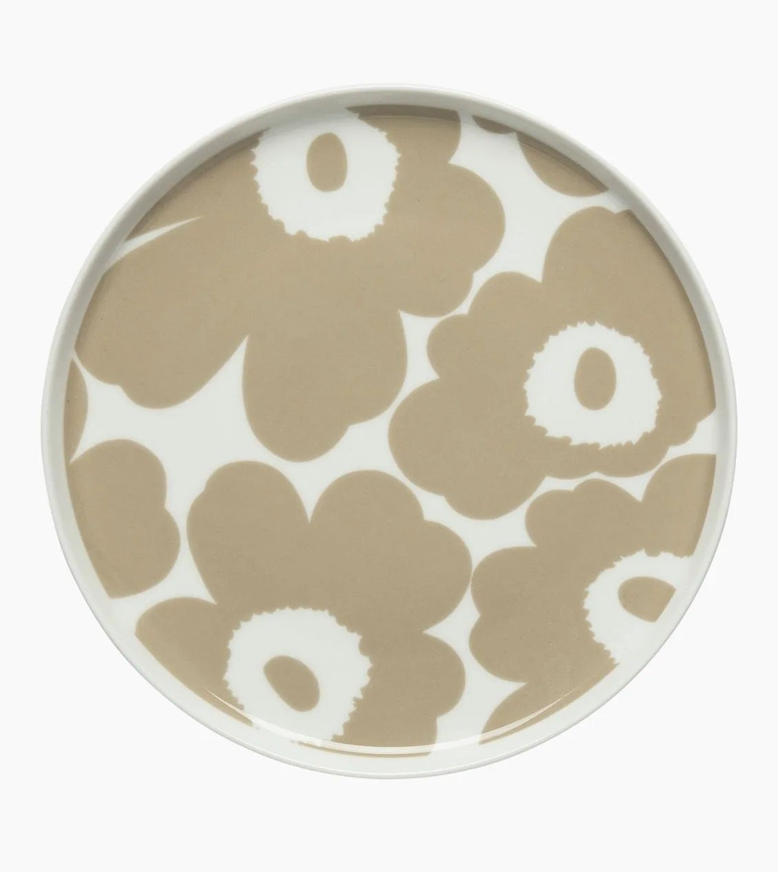Marimekko Unikko Plate - 20 cm - White, Beige