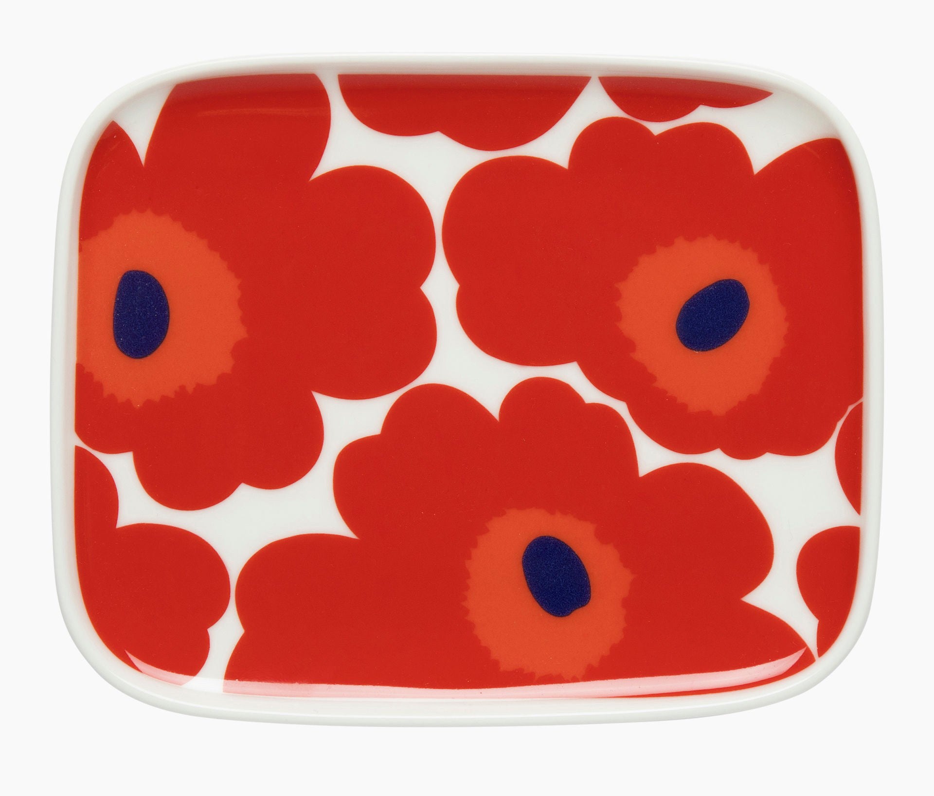Marimekko Unikko Plate - 15 x 12 cm - White, Red, Blue