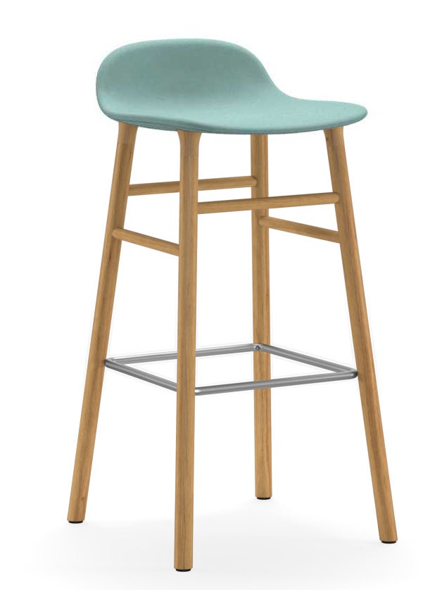Normann Copenhagen Form Wood Base Barstool Full Upholstery