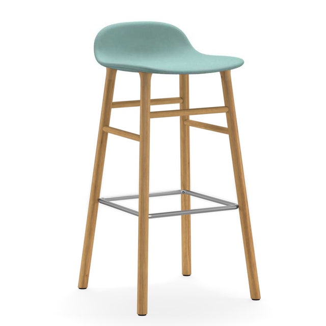Normann Copenhagen Form Wood Base Barstool Full Upholstery