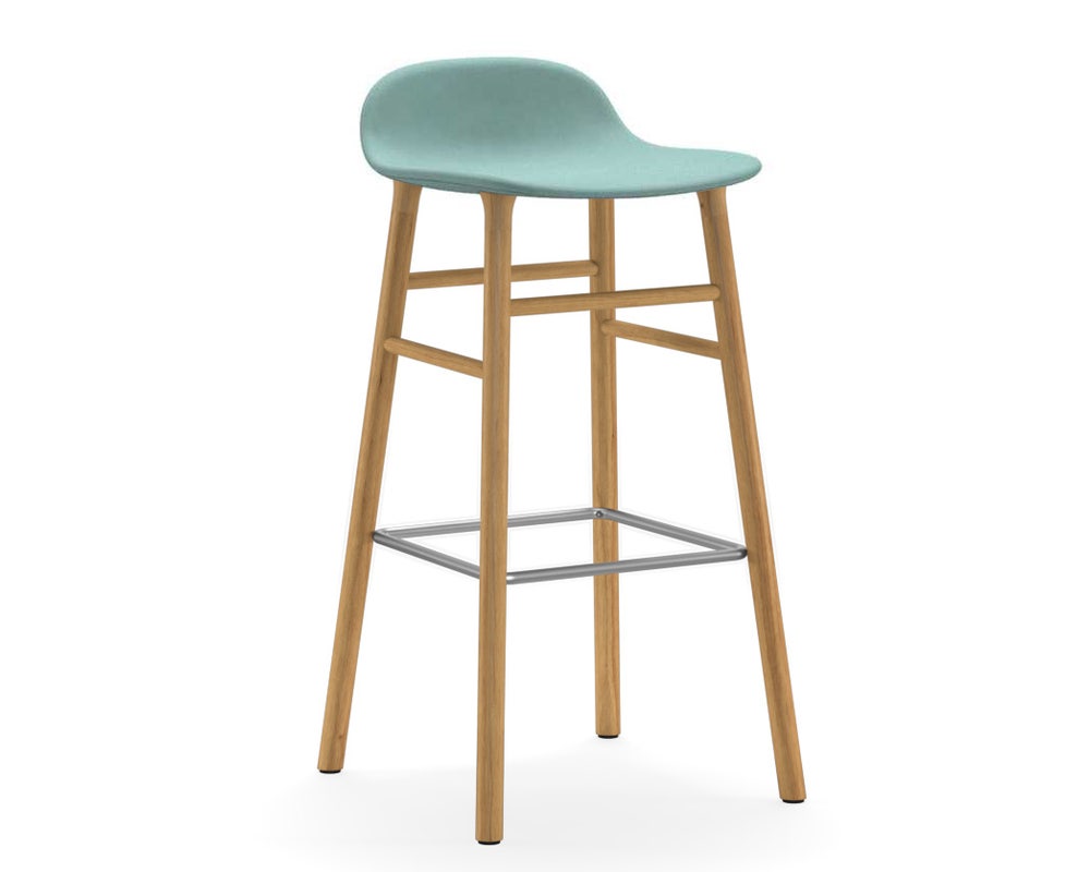 Normann Copenhagen Form Wood Base Barstool Full Upholstery