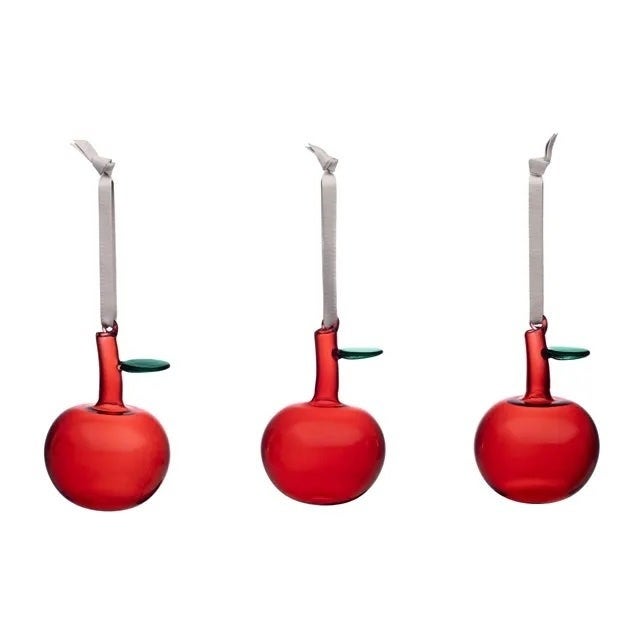 CLEARANCE Iittala Glass Apple Clear Set/3-Red