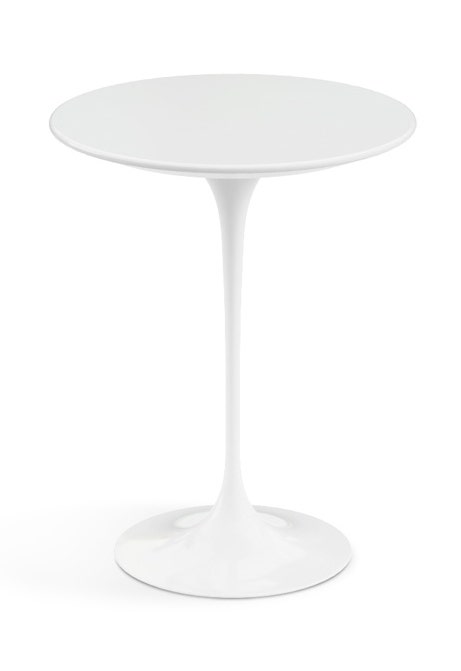CLEARANCE Knoll Saarinen Round Side Table. 16.25" Width, White Laminate Top, White Base