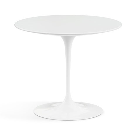 CLEARANCE Knoll Saarinen Round Side Table. 16.25" Width, White Laminate Top, White Base