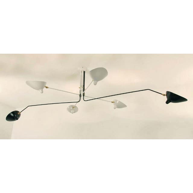 Serge Mouille Ceiling Lamp - 6 Rotating Arms Black & White
