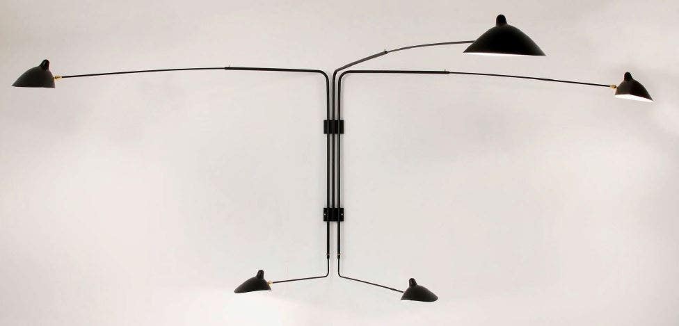 Serge Mouille Large Wall Lamp - 5 Rotating Straight Arms