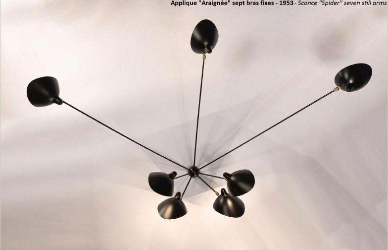 Serge Mouille Spider Large Wall Lamp - 7 Still Arms