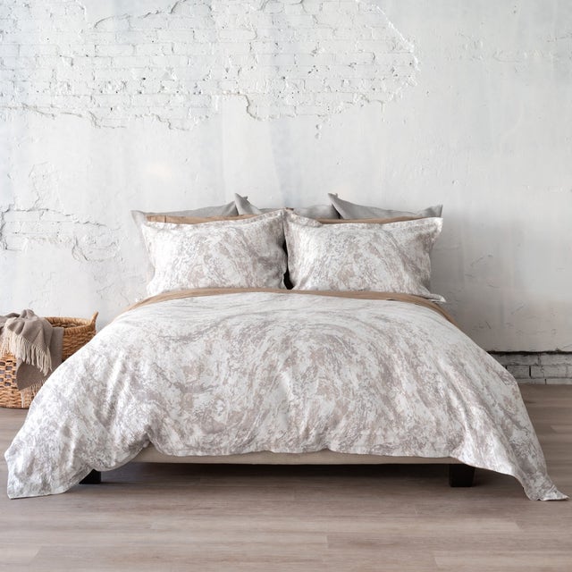 CLEARANCE St. Geneve Mystral Duvet Cover, Queen, Sand, Backed with Capri Tan