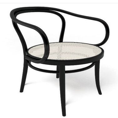 CLEARANCE TON Armchair 030 > Beech Stained Frame, Black Grain B123 Stain color, 01 Leg connection, Standard Cane Weave Seat