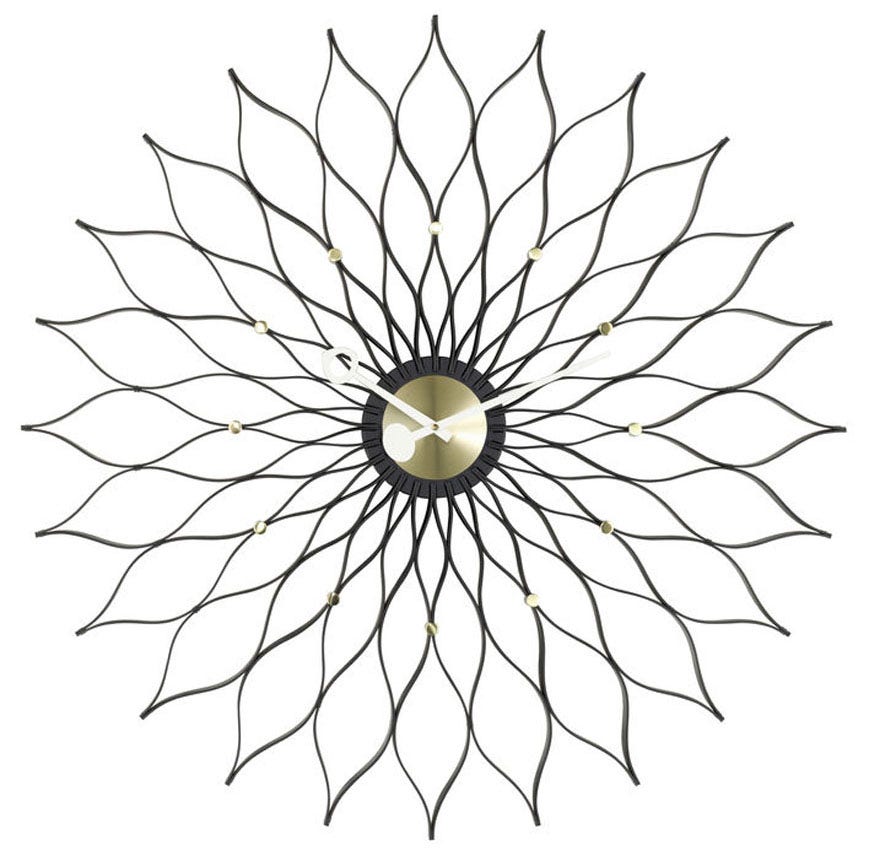 CLEARANCE Vitra George Nelson Clock - Sunflower, Black Ash/Brass