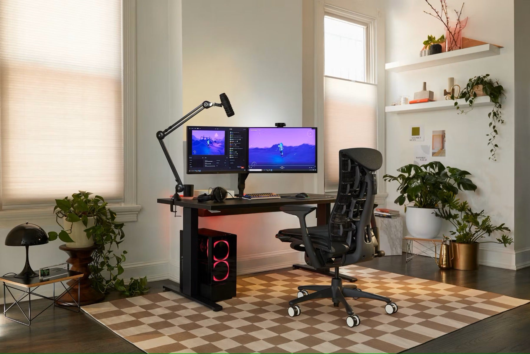 Herman Miller x Logitech G Embody® Gaming Chair > Standard Cylinder 16 - 20.5 inch / Graphite Seat, Black Frame, White Wheels (IN STOCK)