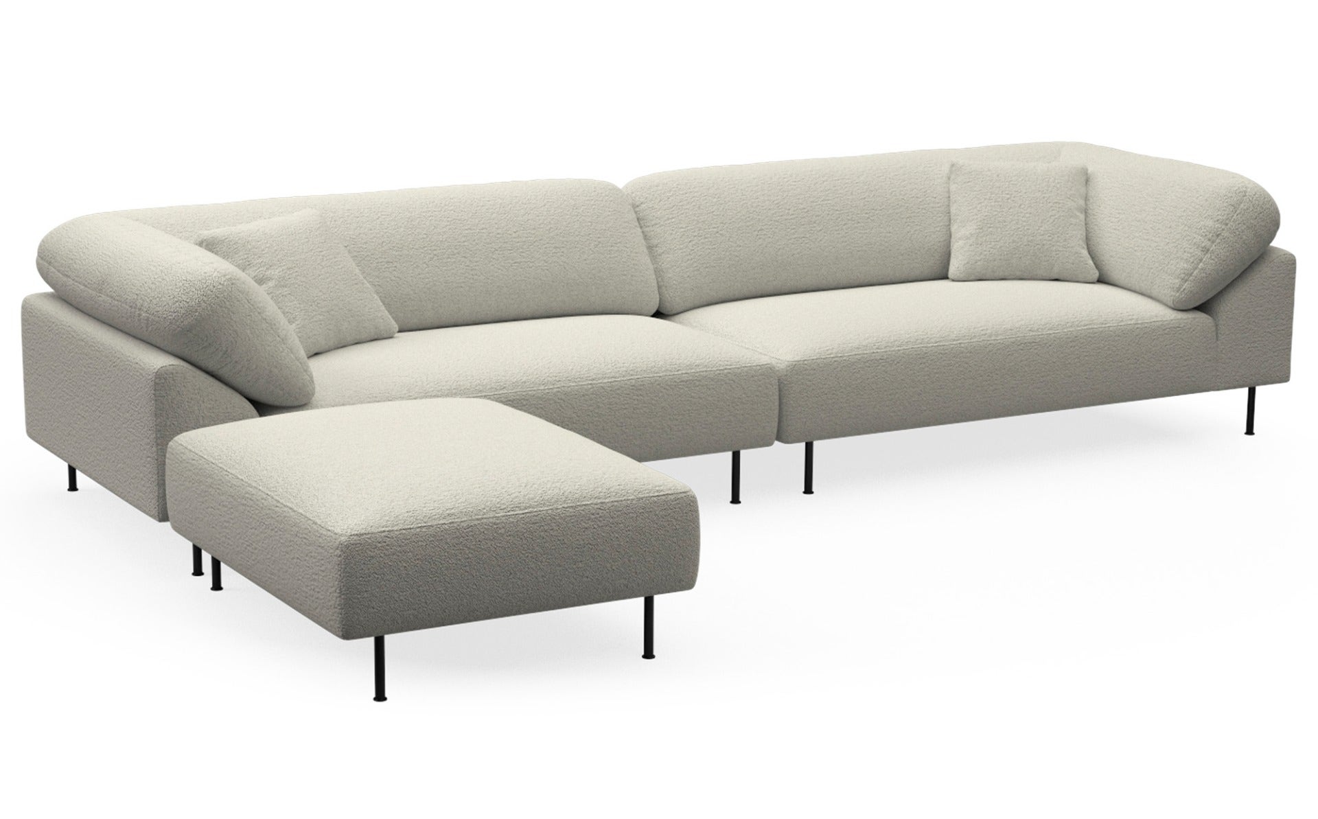 Woud Collar Sectional 3 Sofa